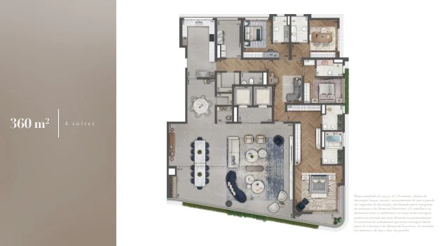Saffire Moema — Planta Tipo A 360m² com 4 suítes e 4 vagas de garagem, by Elie Saab